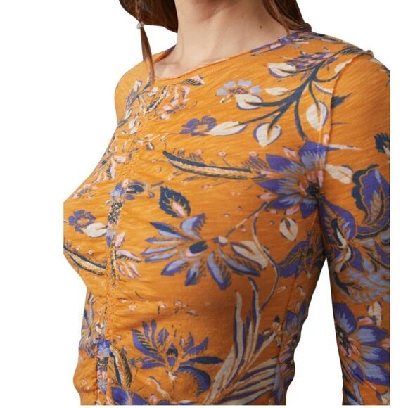 NWT Free People Dreamed of You Floral Ruched Long Sleeve Top - Picture 4 of 11